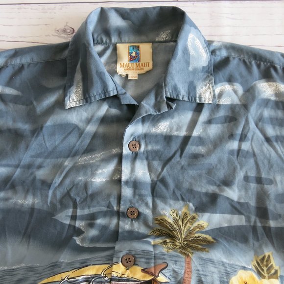 Maui Maui Hawaiian Islands Button Down Short Sleeve Hawaiian Shirt - Size 19/20 - Picture 4 of 6